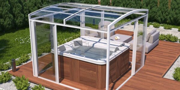 Poolüberdachung Abdeckung Terrasse Aussenpool Novacomet X8 weiss